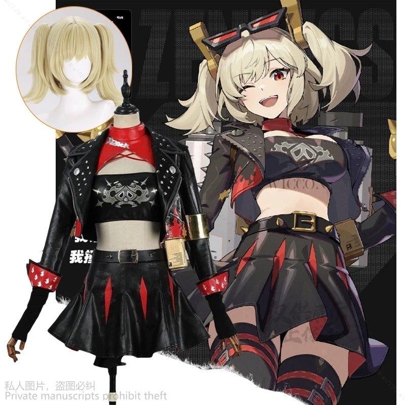 Anime Zenless Zone Zero Burnice Whita Game Suit Nifty Lovely Uniform Cosplay Costume Halloween Party Role Play Outfit Women Wigs