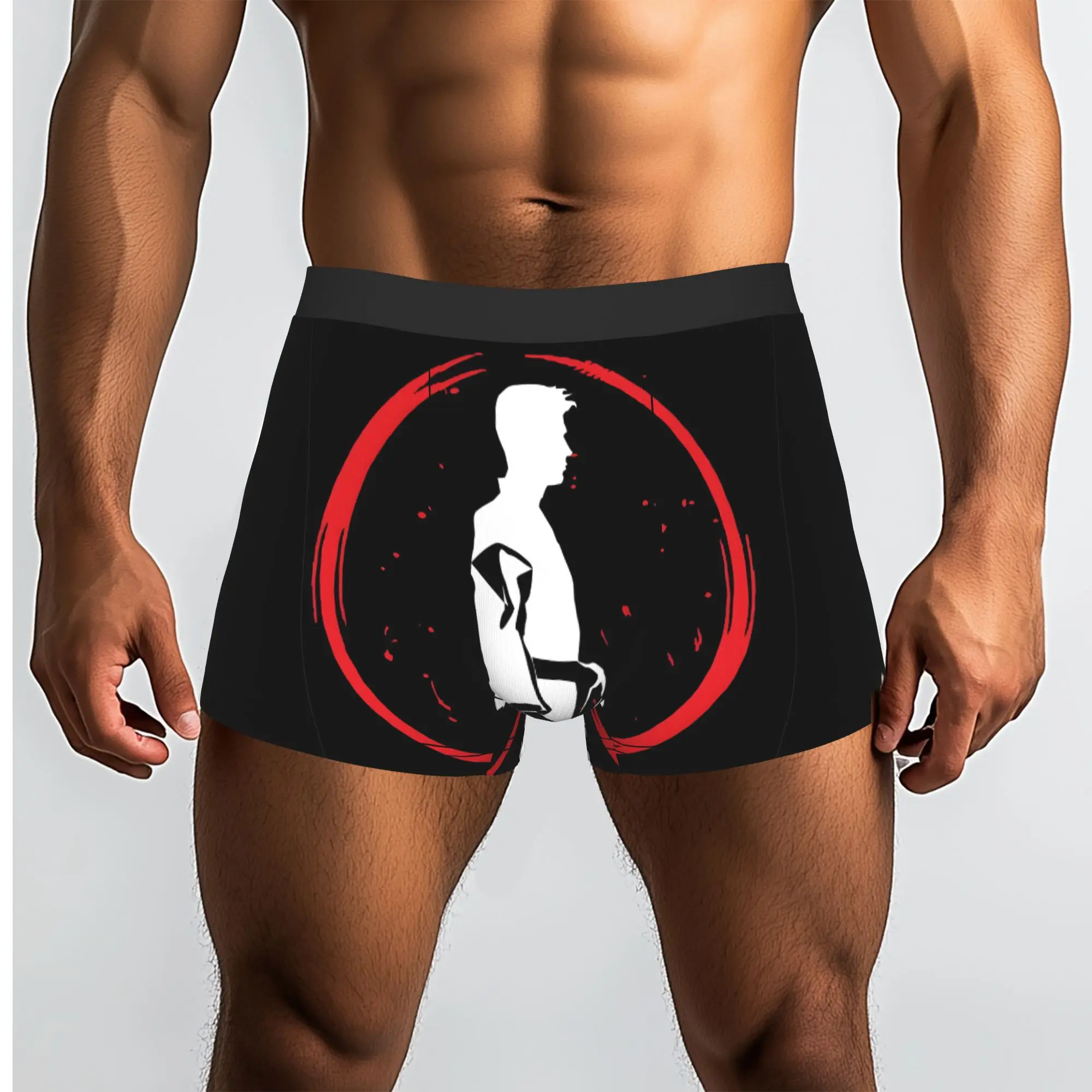 

1piece Karate Martial Arts Kick Silhouette Underpants Homme Panties Male Underwear Print Shorts