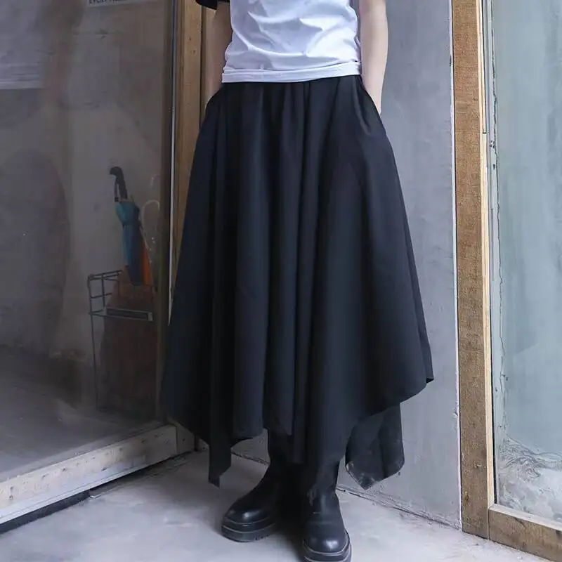 Ladies Wide Leg Pants Skirt Spring And Autumn New Dark Yamamoto Style Irregular Design Loose Large Size Wide Leg Pants