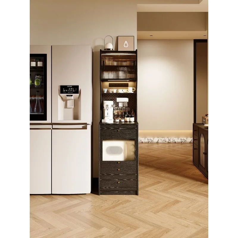 Nordic solid wood dining side cabinet retro hole board storage locker household Japanese style