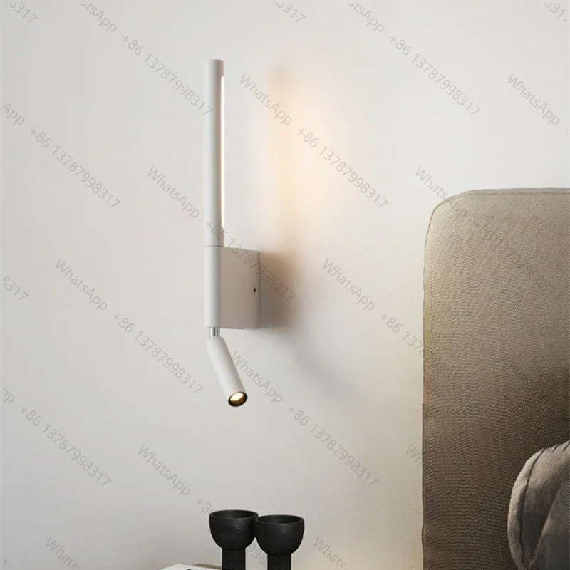 Bedside Wall Lamp 330 Degree Rotation Adjustable Wall Lamp Reading Light with Switch Minimalist Master Bedroom Nordic Hotel Room