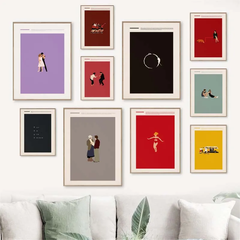 1pc Unframed Minimalist Classic Movie Pulp Fiction Dirty Dancing Film Abstract Poster Wall Art Pictures Canvas Painting for Home