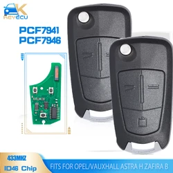 KEYECU 433MHZ PCF7941/PCF7946 2B/3B Flip Remote Car Key for Opel/Vauxhall Astra H 2004-2009 Zafira B 2005-2013 Corsa D Vectra C