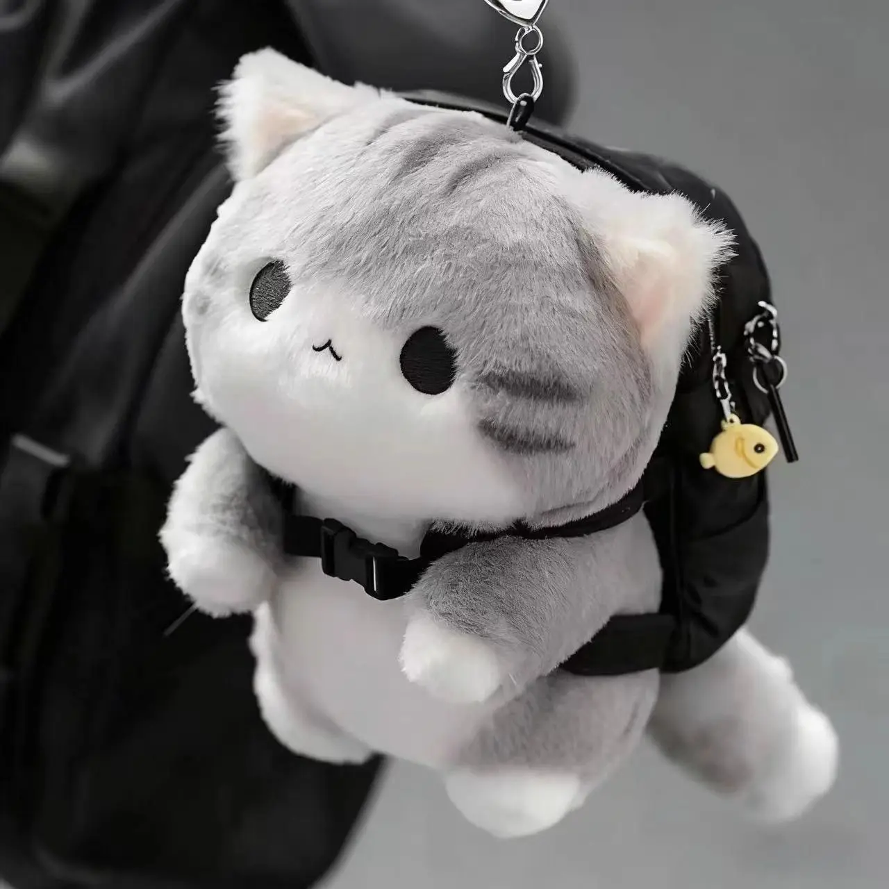 

Grey Soft Cute Cat Plush Doll Cute Pendant Series Backpack Hanging Ornament Gift