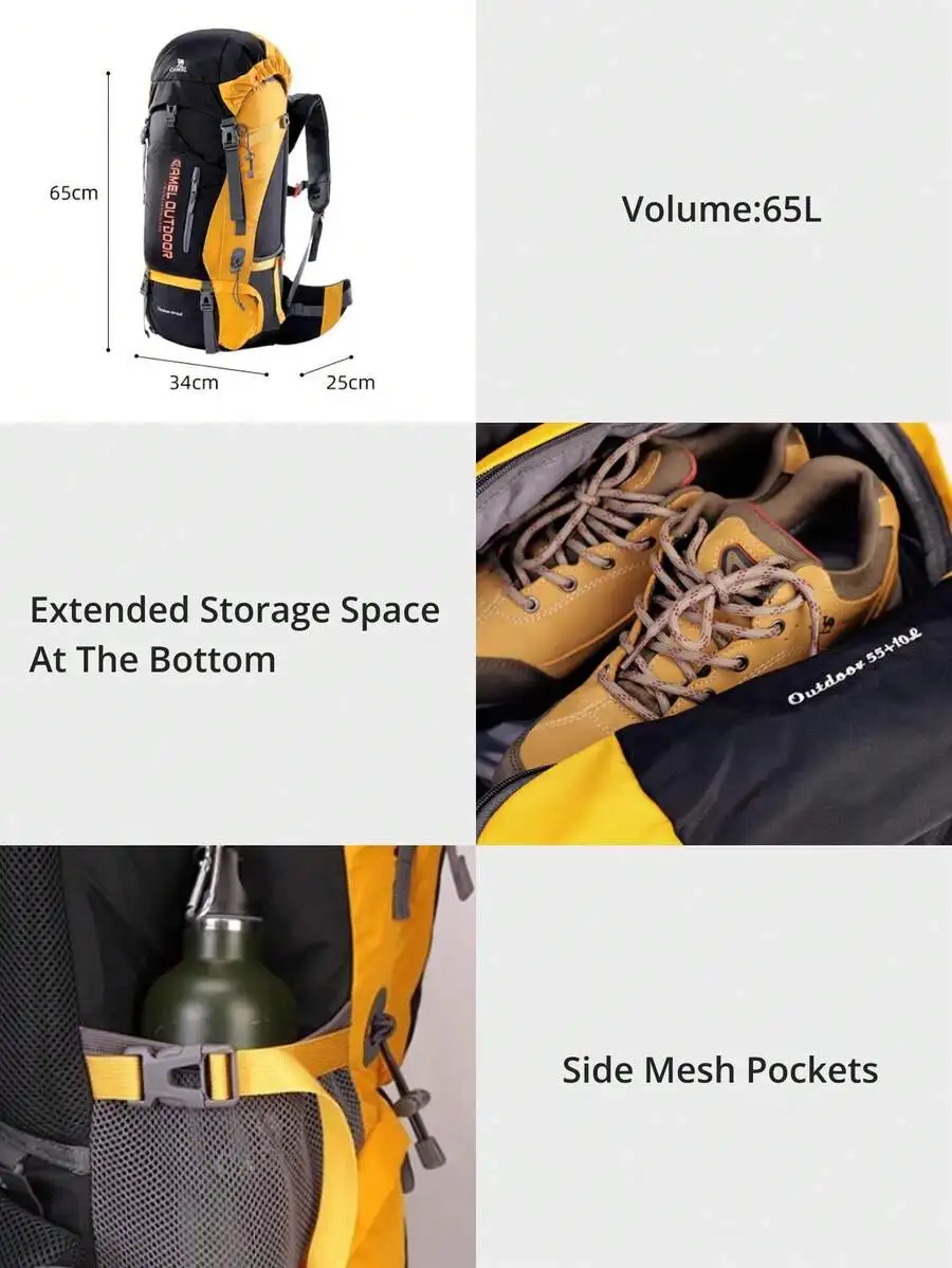 

Professional Mountaineering Backpack Large Capacity 65L Hiking Camping Travel Backpack