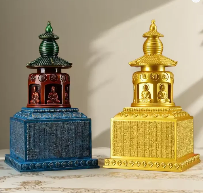 28cm Copper brass Twelve karma Sutra stupa statue sculpture