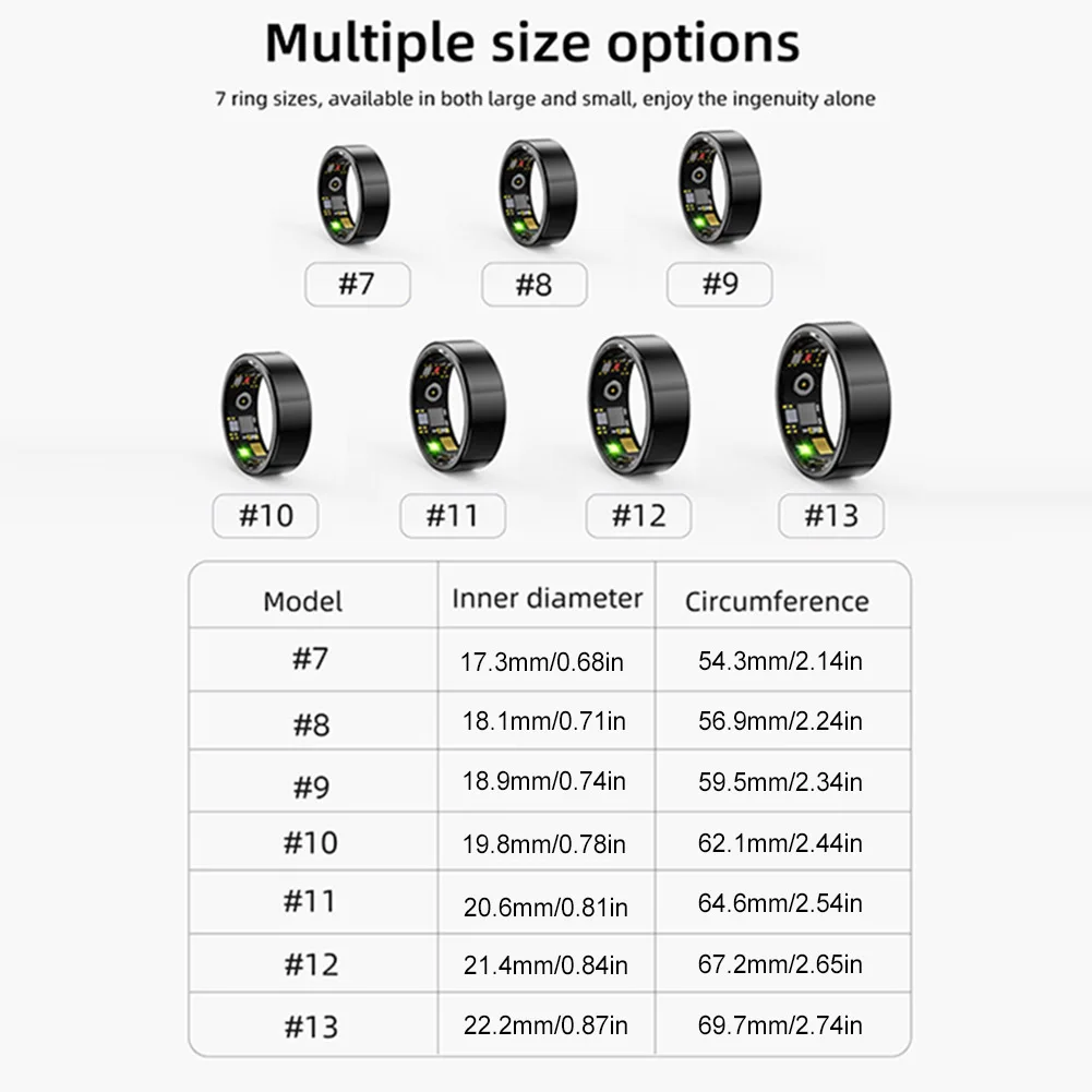 R11m Ring Herzfrequenz Gesundheit Schlaf überwachung ip68 & 3atm wasserdichte Multi-Sport-Modi Gesundheits monitor Smart Ringe für Android iOS