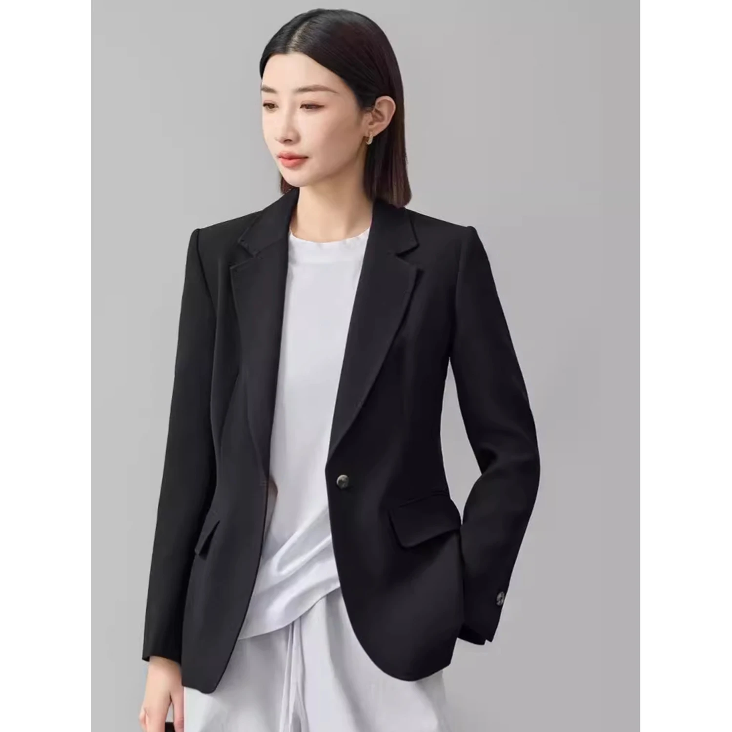 Allingentle Women's Suit Slim Fit Business Blazer Casual 1-Button Jacket Outfit  for Daily Office Wear Customize