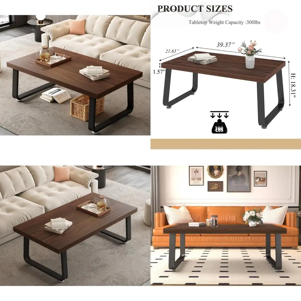 

Журнальный столик из современного деревенского ореха середины века, прямоугольник 39, мебель для гостиной в индустриальном стиле, простой дизайн фермерского дома