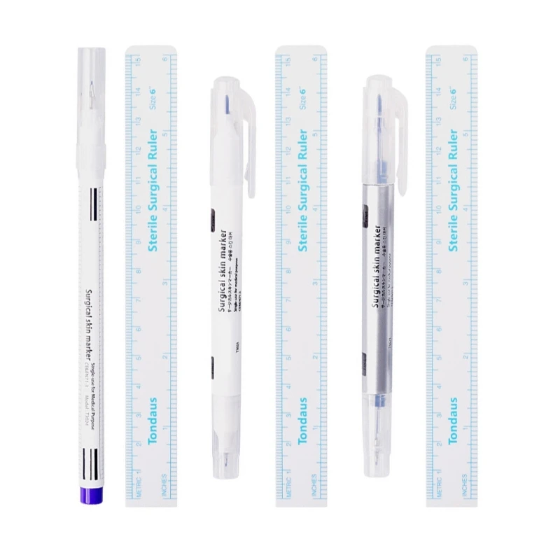 Microblading Marker Pen with Paper Ruler Double Tip Makeup Positioning Marker N0HC