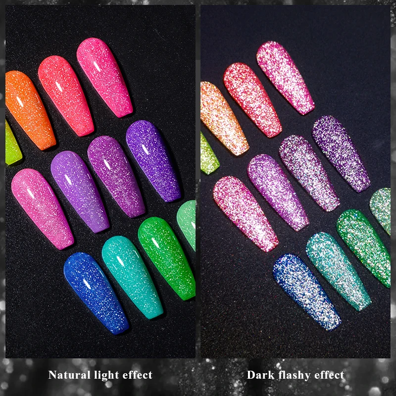 Mtssii Reflektierende Glitter Gel Nagellack Funkelnden Pailletten Semi Permanten Soak Off UV LED Farbe Lacke Nail art Dekoration – Detail 11