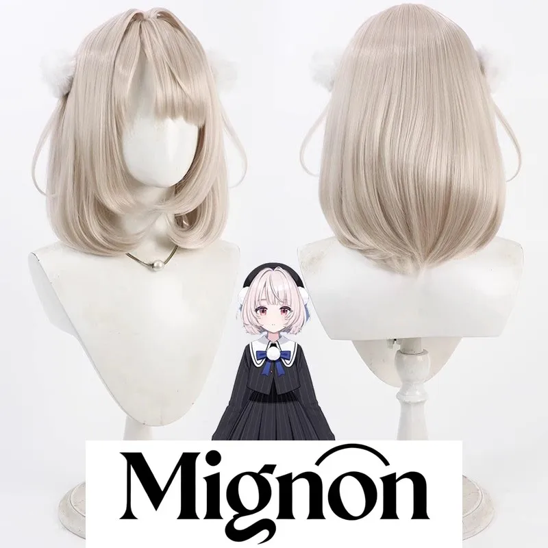 

VTuber ShiYu YuYi парик для косплея боб с белым мехом подарок на Хэллоуин