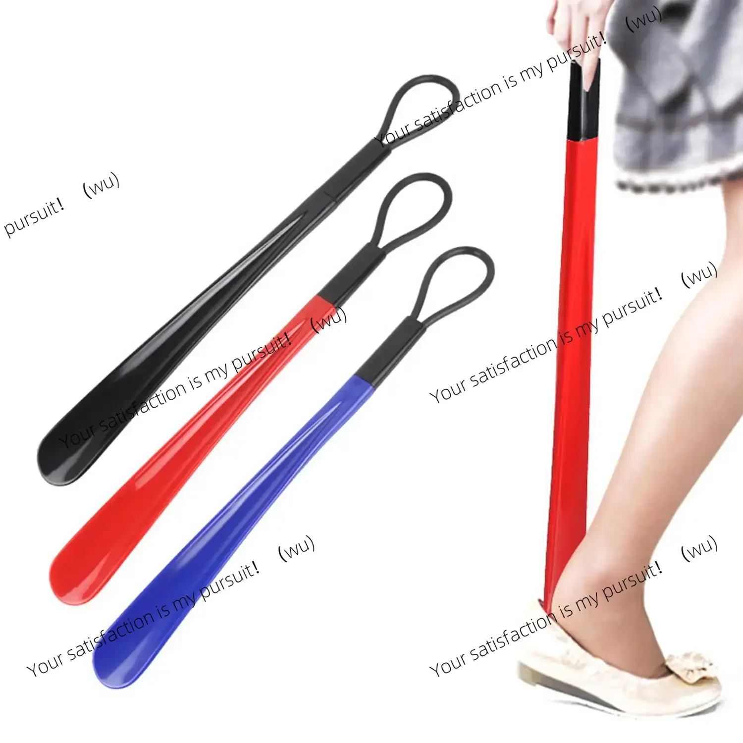 Half-piece long flexible plastic shoehorn, suitable for the elderly, pregnant women, etc