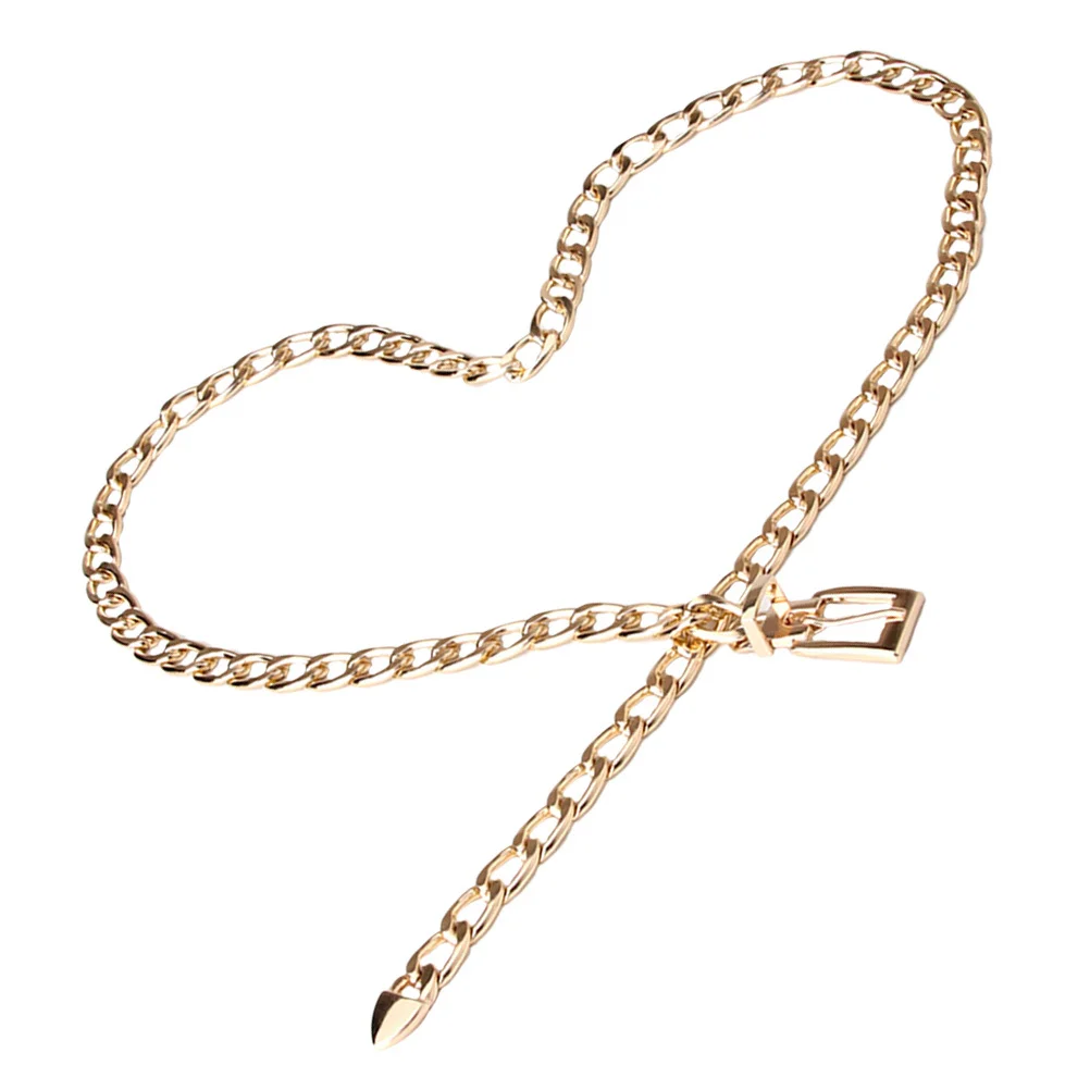 

Stylish Metal Women's Waist Belt Bright Color Adjustable Long Chain for Dress Skirt Clothing Accessory Clothes Decorative Belt