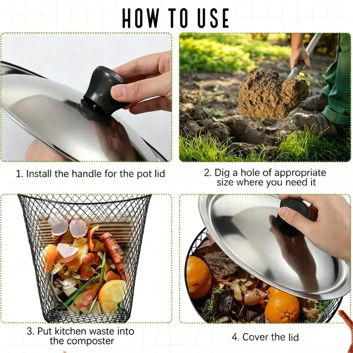 2pcs Worm Composter with Lid Metal Mesh in-Ground Bin Nutrient Supply Kitchen Scraps Garden Waste Harvesting