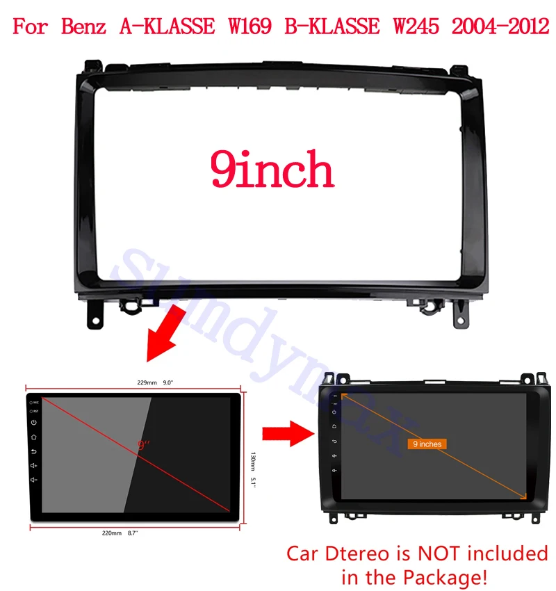 Marco de Radio para Auto Android 2DIN para Mercedes Benz Clase B200 A B W169 W245 Viano Vito W639 Sprinter W906, Kit de Panel Decorativo