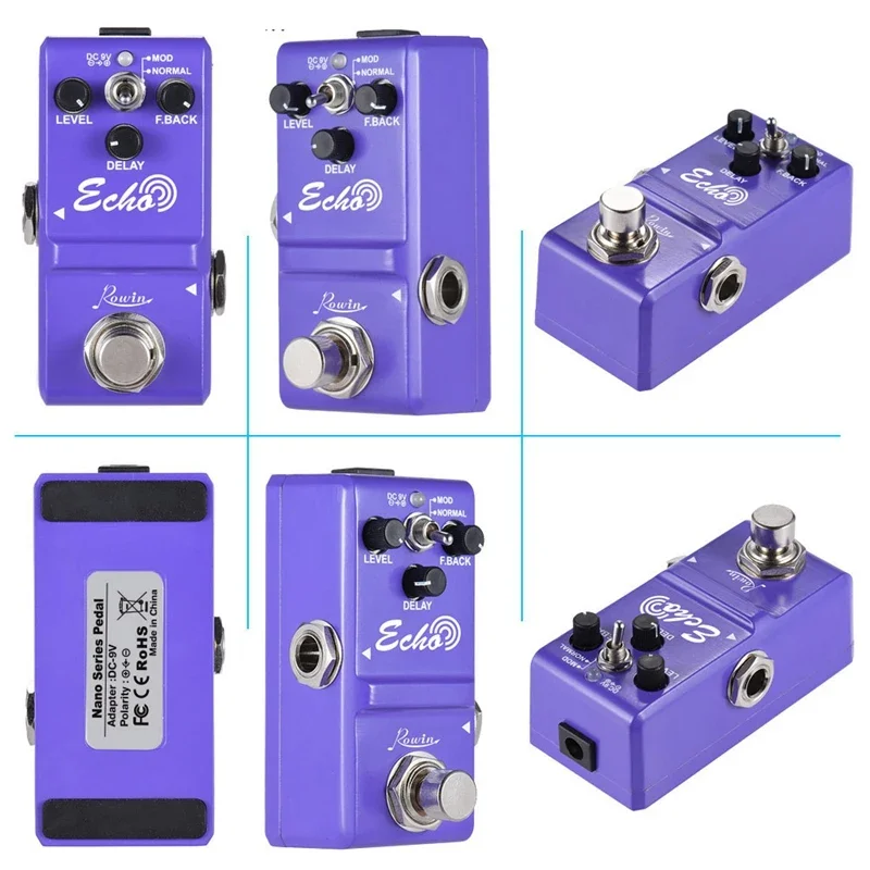 Rowin NANO Super Mini Guitar Effect Pedal Delay Echo Analog Bass Delay Effector For Guitar Bass Parts Accessories Purple