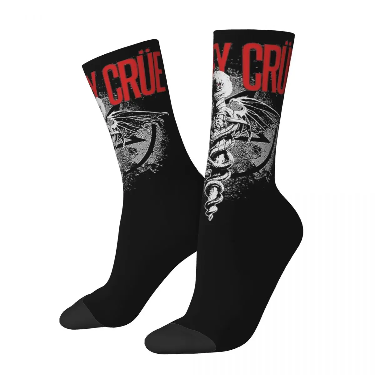 Motley Crues The Winged Skull Snake Sword Theme Design Dress Socks Merch for Men Cozy Sock