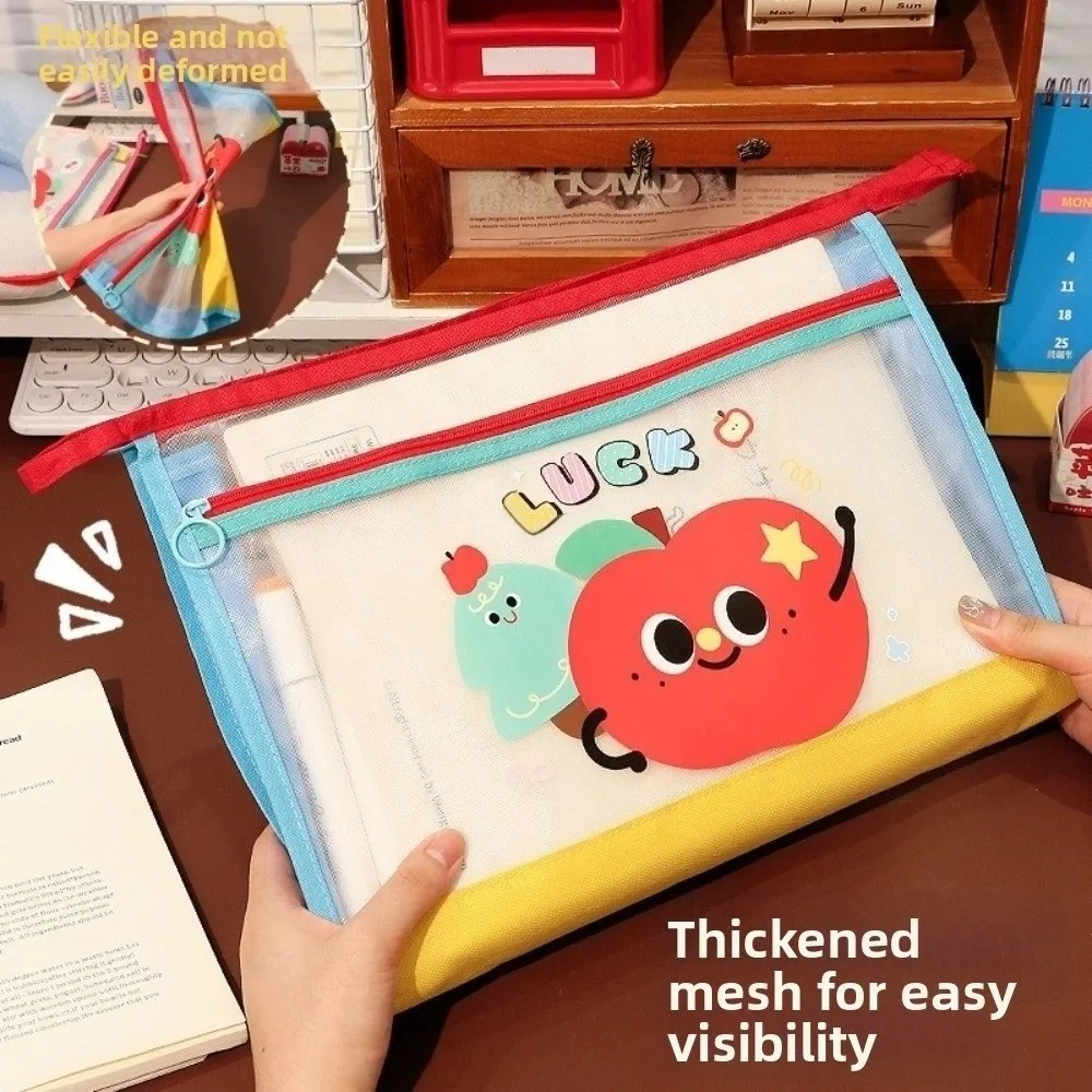 Clear Folders A4 Storage Bag Double-layer Portable File Bags Large Capacity Document Pouch School Office Supplies