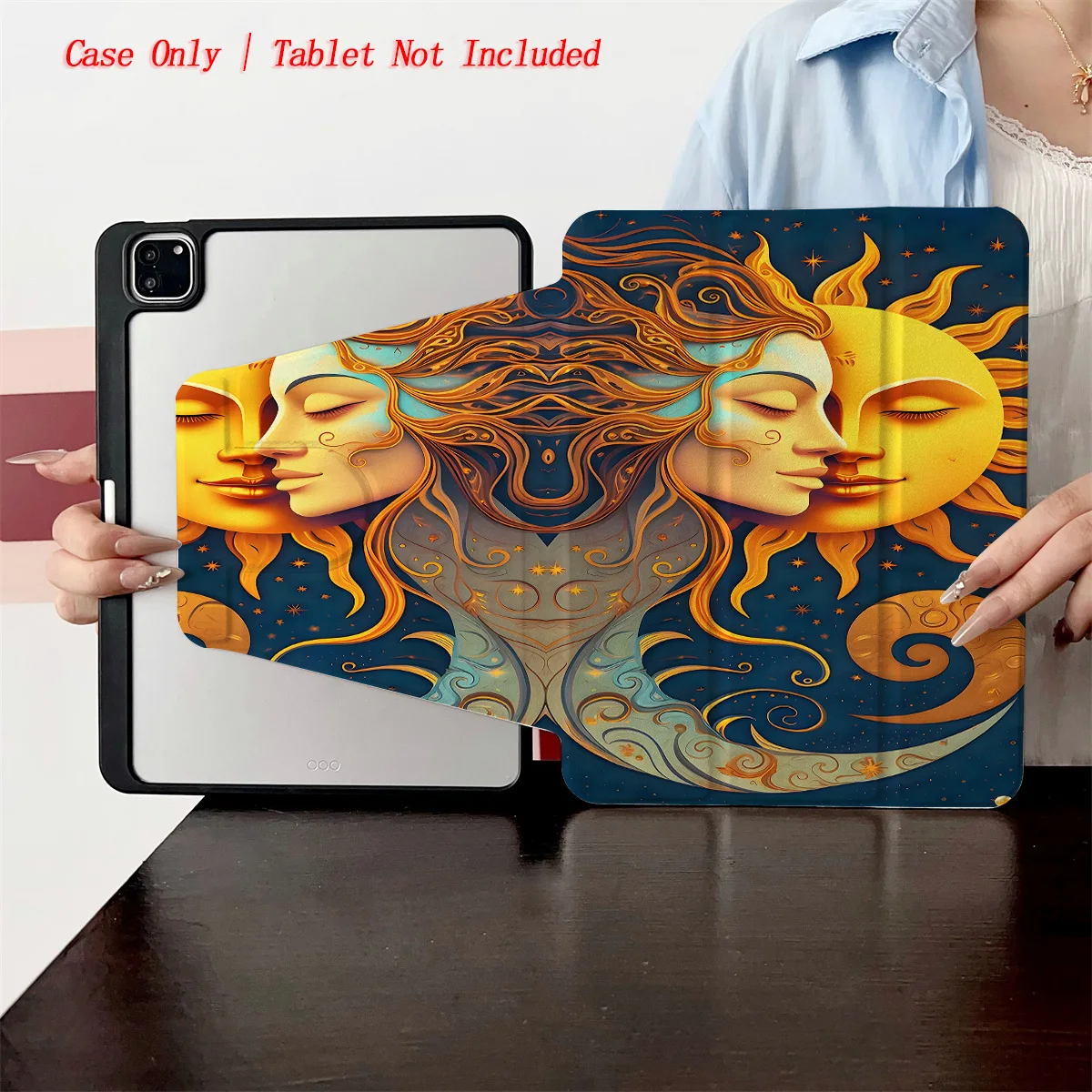 

Модный художественный дизайн с портретами Солнца и Луны для iPad, чехол для Apple iPad 10-го поколения Pro 11 Air 4 Mini 6, защитный чехол