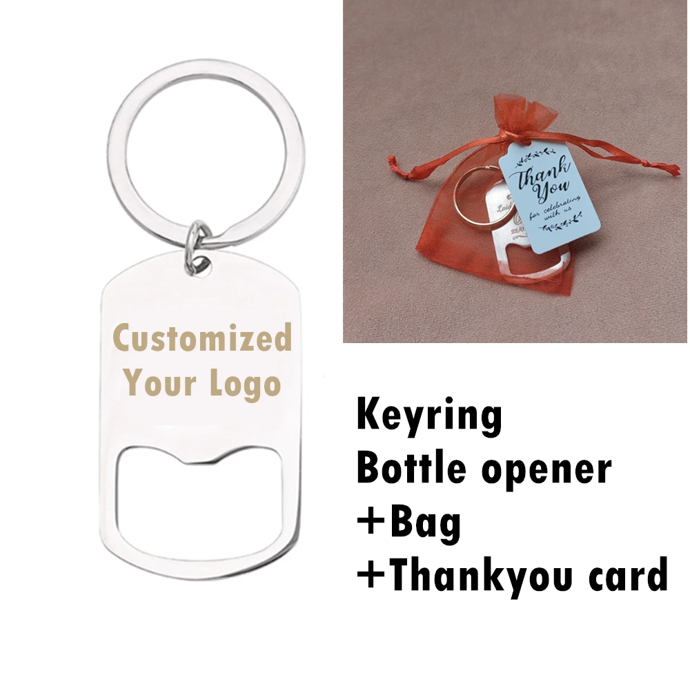 Gepersonaliseerde roestvrijstalen bierflesopener sleutelhanger doop verjaardag bruiloft cadeau voor gast sleutelhanger
