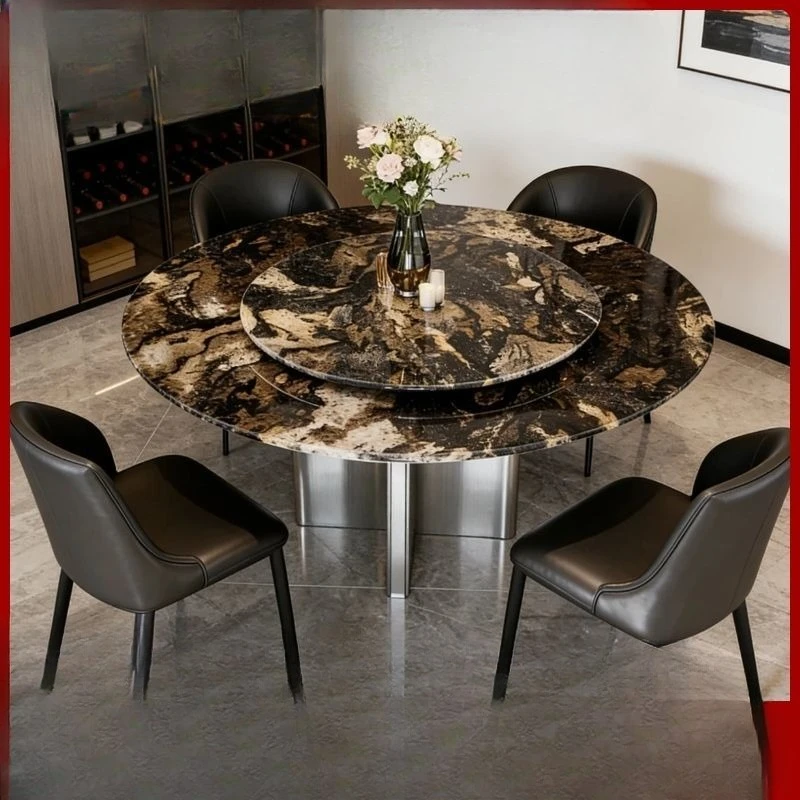 

Pure natural luxury stone round dining table, high-end dining table for household use