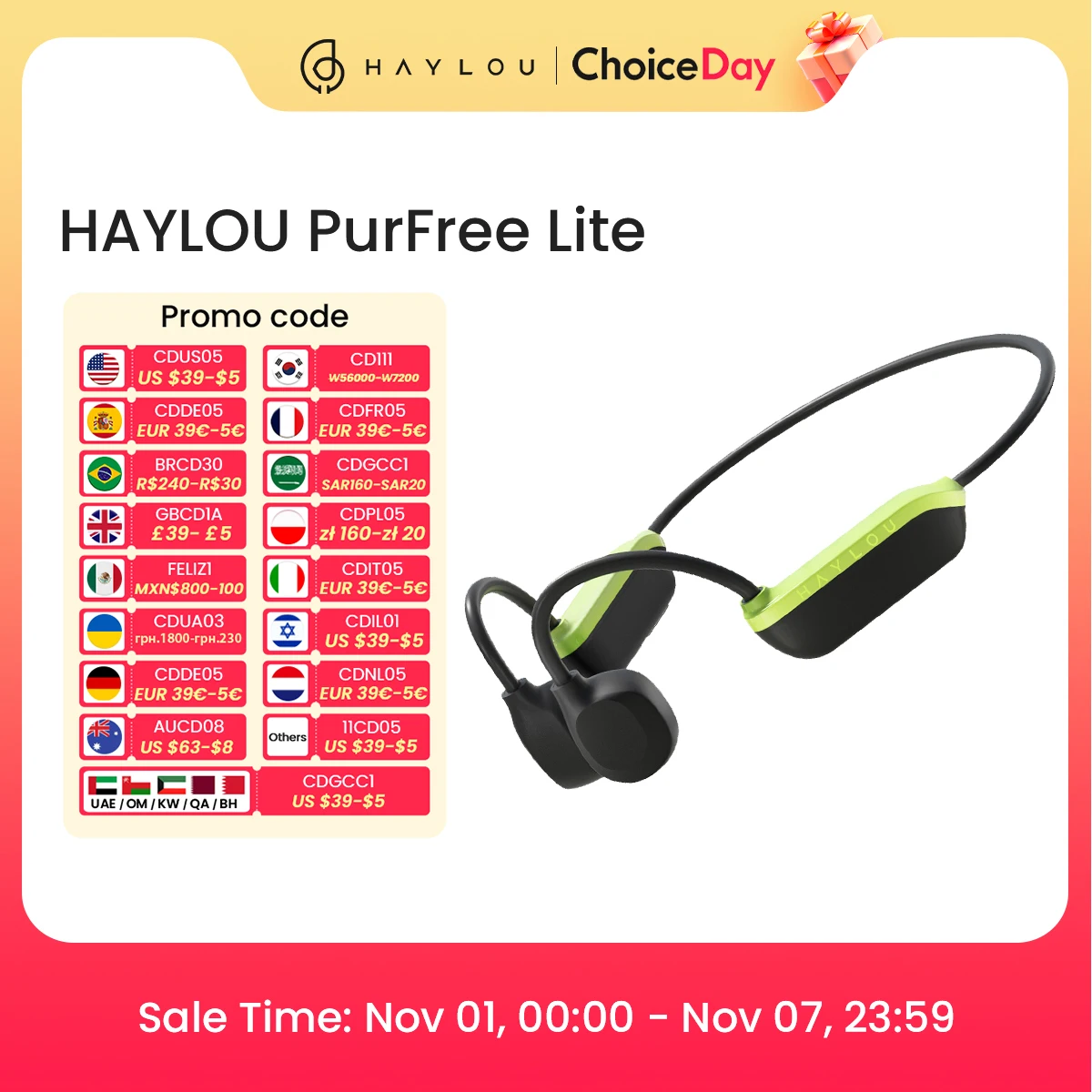 HAYLOU PurFree Lite Bone Conduction Earphone Wireless Sports Headphones Open-ear fit Qualcomm QCC3044 10 Hours of Playtime