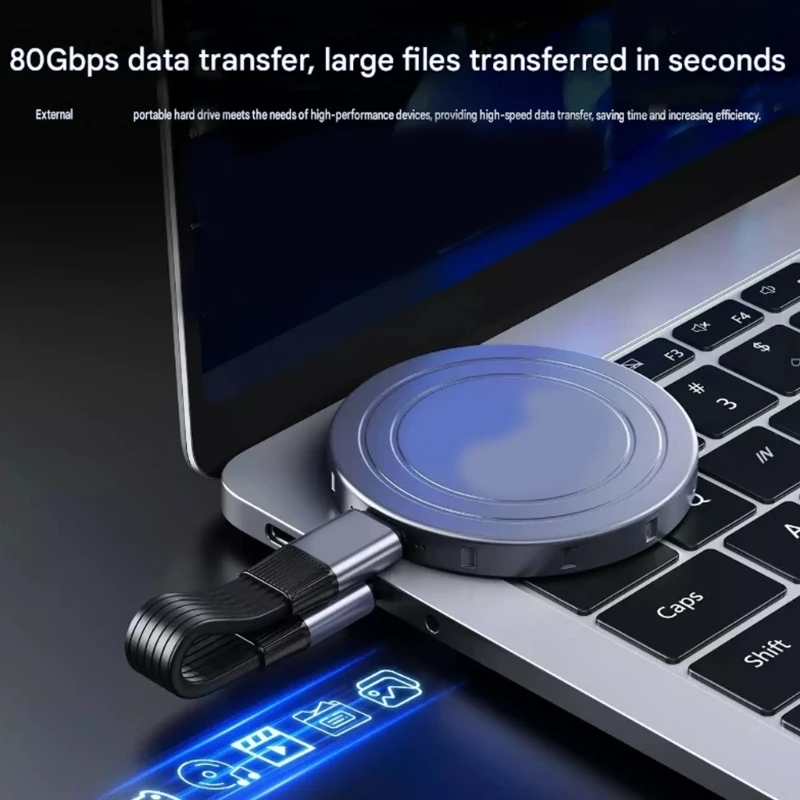 USB 4 Cable Keychain USB C Cable With PD240W for Pouch Organization