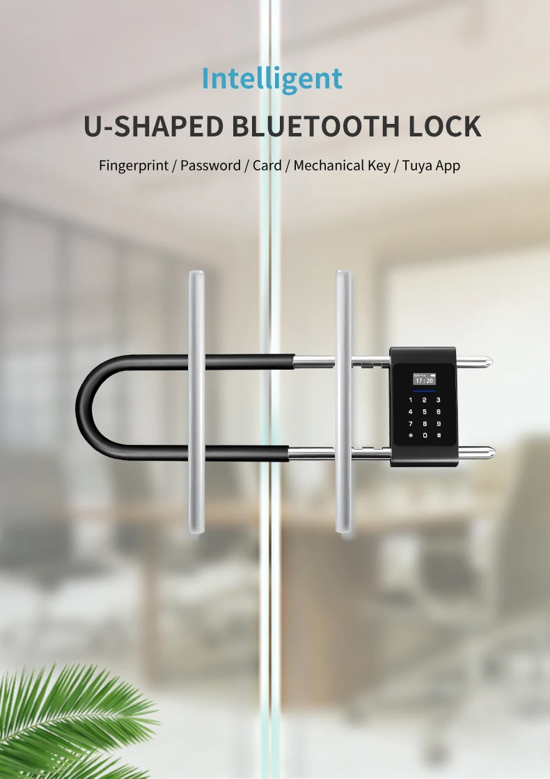 電気指紋キー付き電子U字型ロック、インテリジェントセキュリティロックシステム