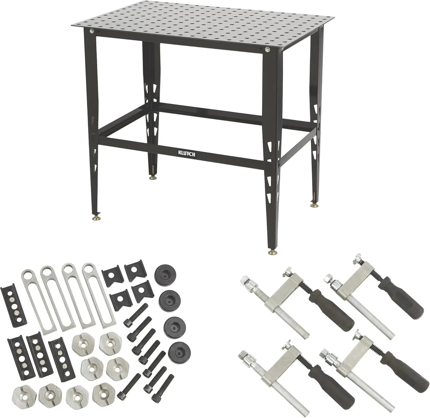 Steel Welding Table, Welding Bench Steel Construction, 600 Lbs Weight Capacity, Standard 16mm Holes, 24-Pc Metal Fit-Up Kit