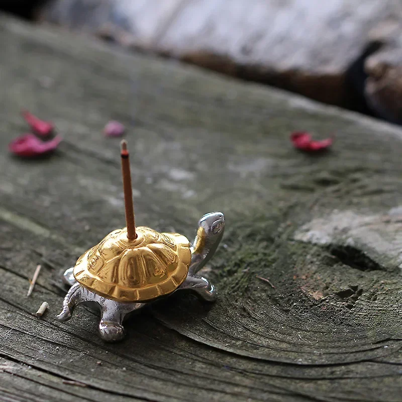1Pcs Mini Metal Turtle Shape Incense Stick Meditation Buddha Sandalwood Stick Holder Funny Animal Incense Holders Home Decor