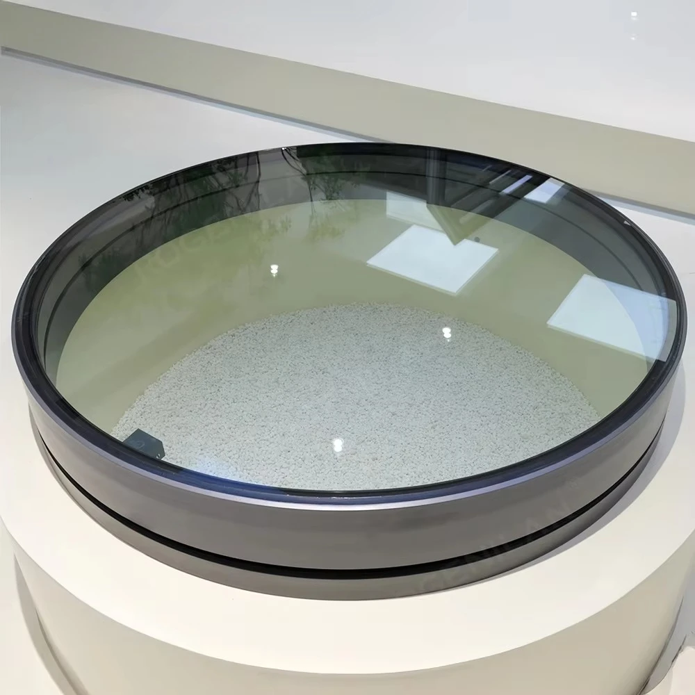 Waterproof electric round glass top hanging hinge ventilated flat sunroof has good sealing performance