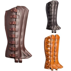 Medieval Shoes Cover Adjustable PU Leather Leg Guards Larp Knight Cosplay Costume Leg Protectors