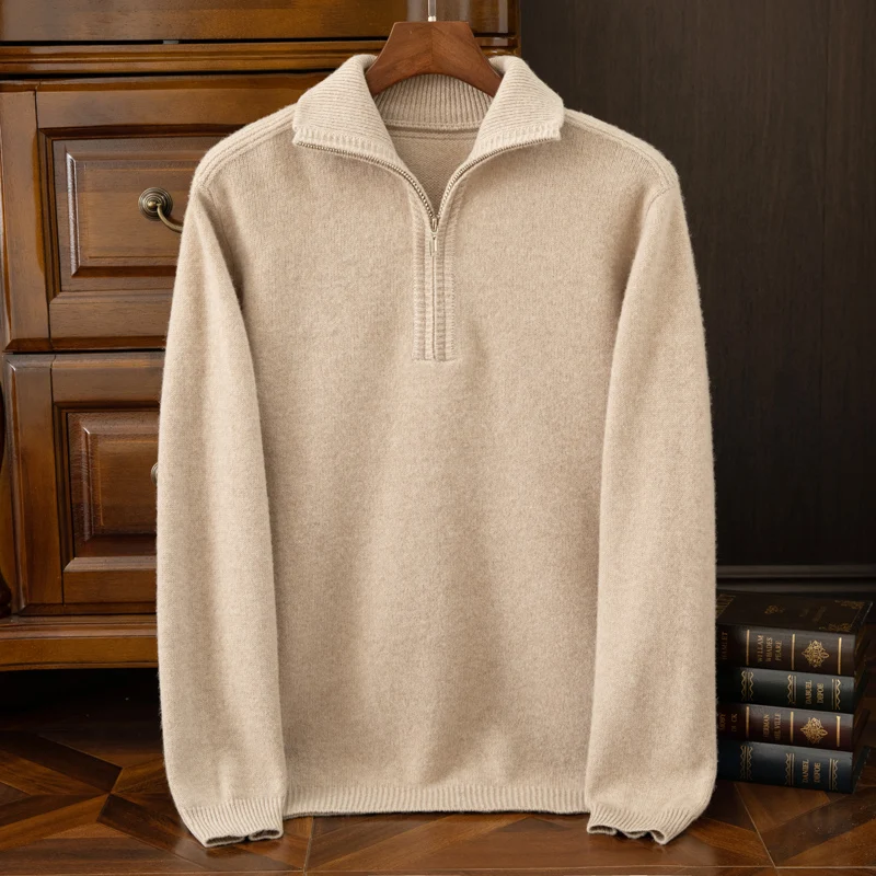 Autumn And Winter Wool Cardigan Coat Men's Casual Padded Sweater Wearing Warm Knitted Bottoming Shirt