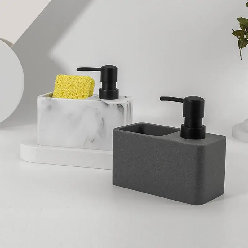 200Ml Resin Soap Dispenser Ins Style Home Modern Simplicity Liquid Soap Press Split Charging Bottle with Sponge Storage Box