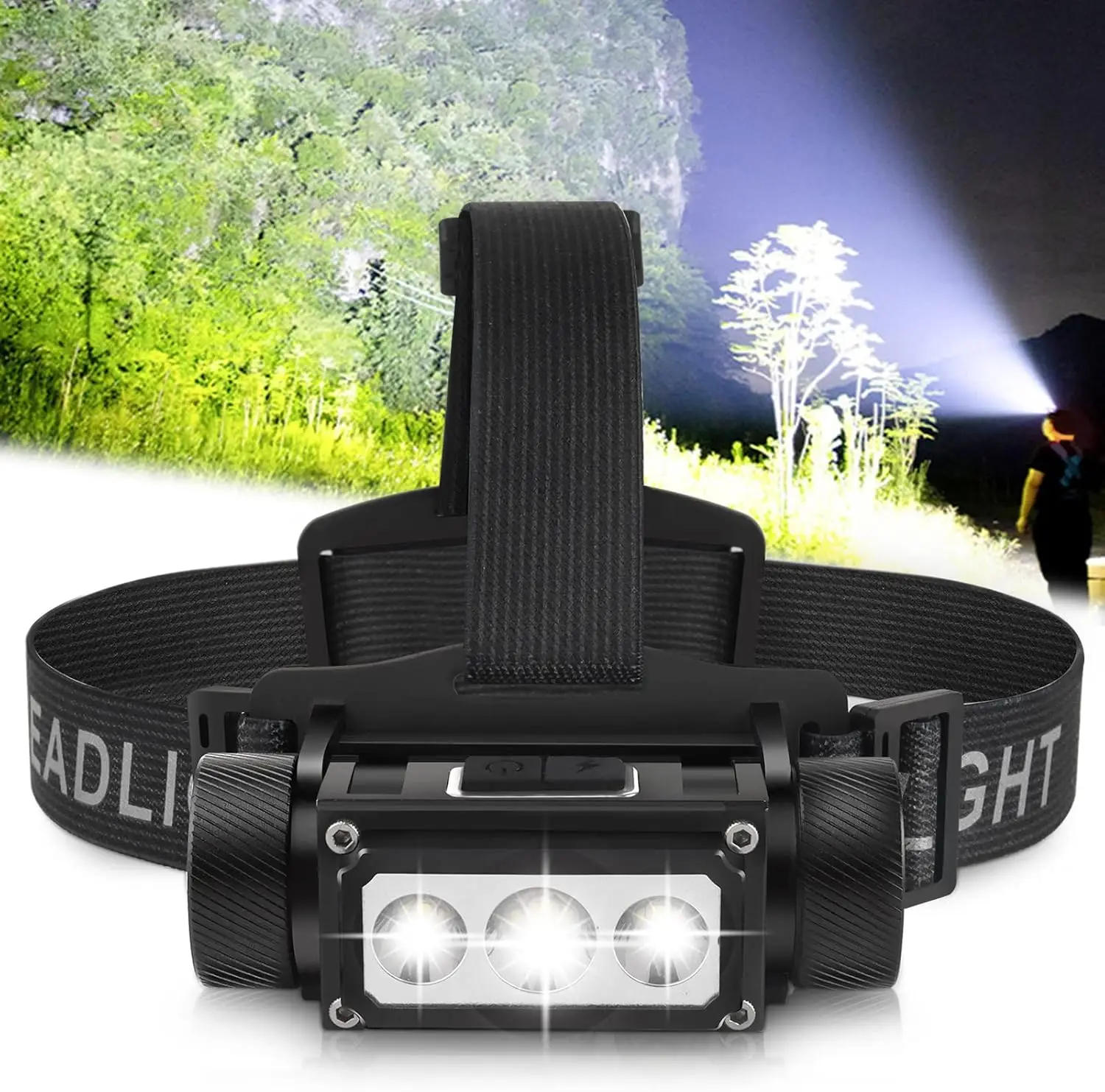 Linterna frontal LED recargable de 4000 lúmenes, 6 modos, 160 °   Ajustable para Adultos