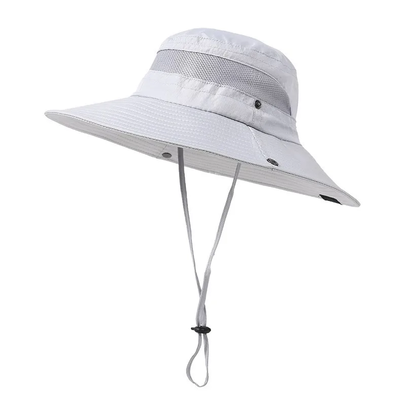 Fishing Hat Men Women Summer Sun Protection Mesh Big Brim Cap With String Accessory For Beach Swimming  Hiking Work Outdoor