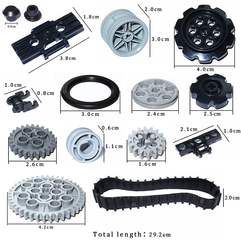 Technische Teile Bausteine Gliederkette Tank Gürtel Spurräder LKW Auto Getriebe MOC Ziegel Spielzeug 3711 3873 88323 57520 57519 42529