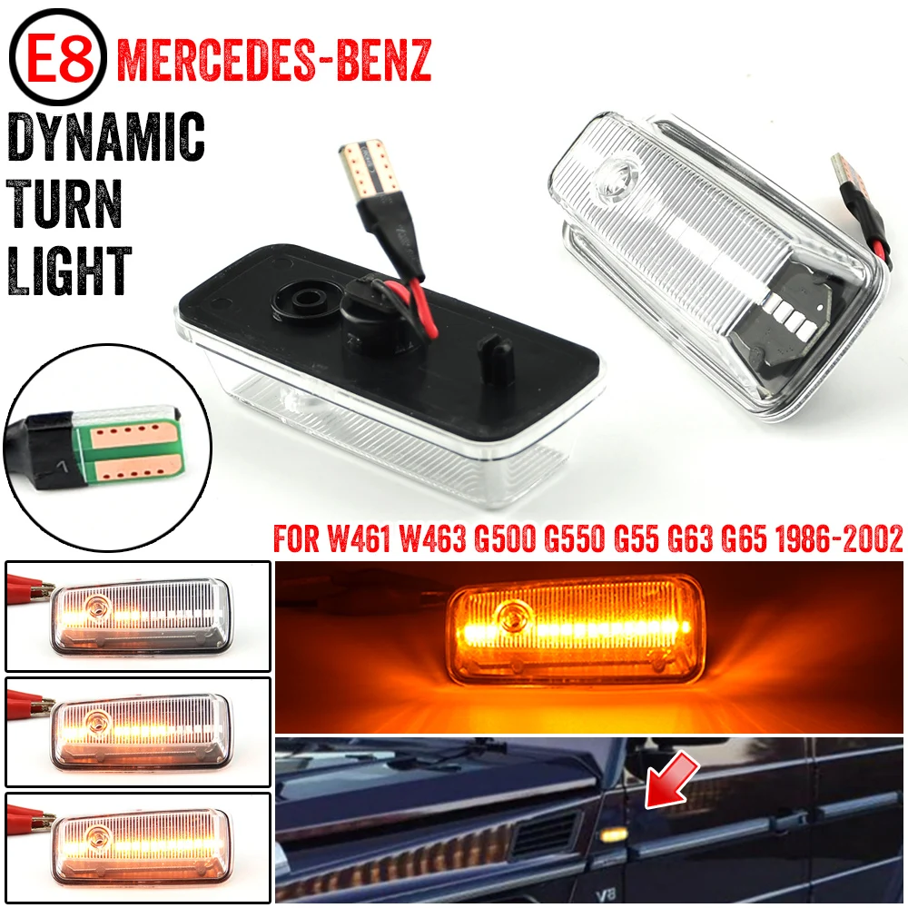 2PCS LED Dynamic Side Marker Repeater Light Turn Signal For Mercedes Benz G Class W463 W461 G500 G550 G55 G63 G65 1986-2002