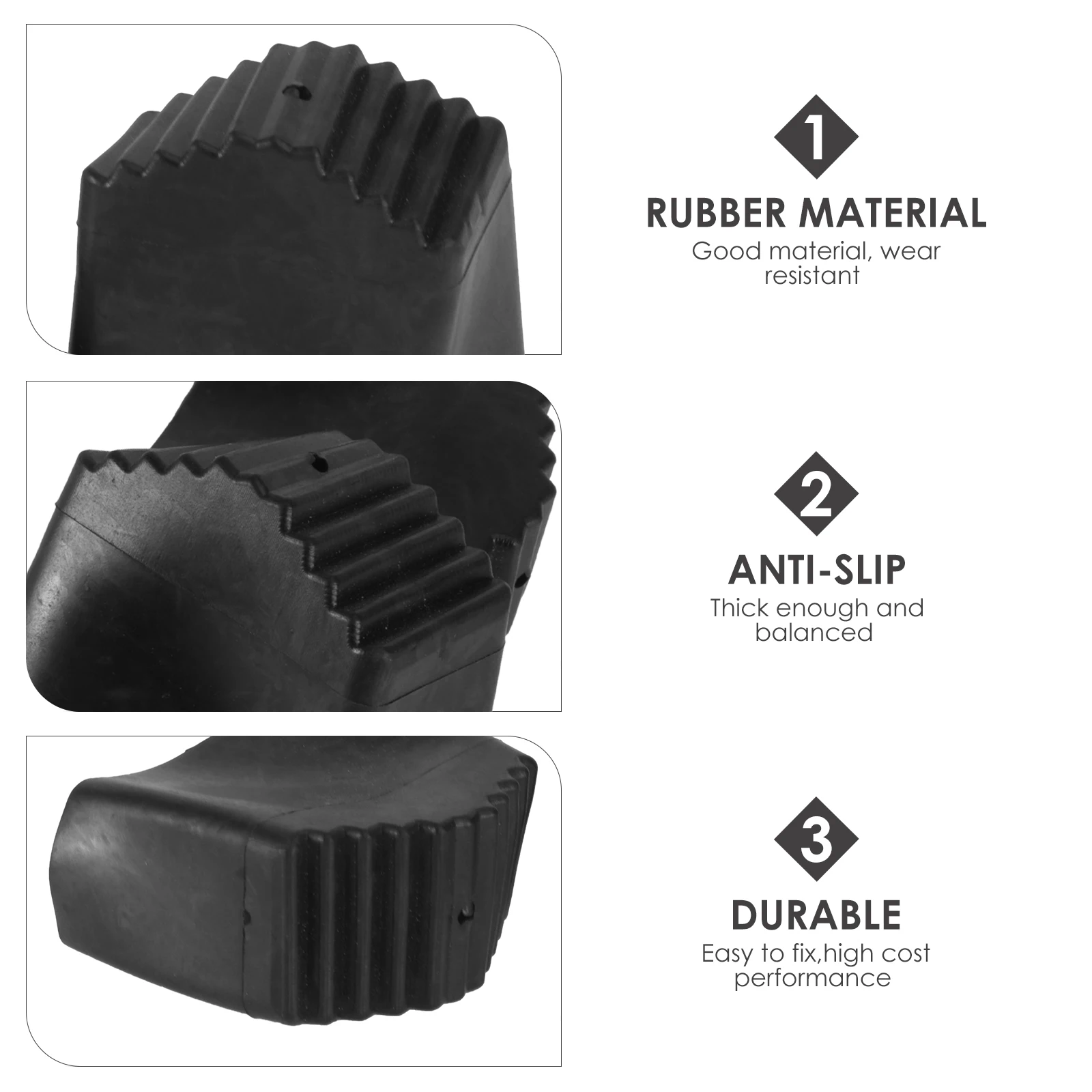 

2 Pcs Black Rubber Cushion Pads Non-slip Feet Replacement Ladder Guards Durable Wear-resistant Safe Stable Easy
