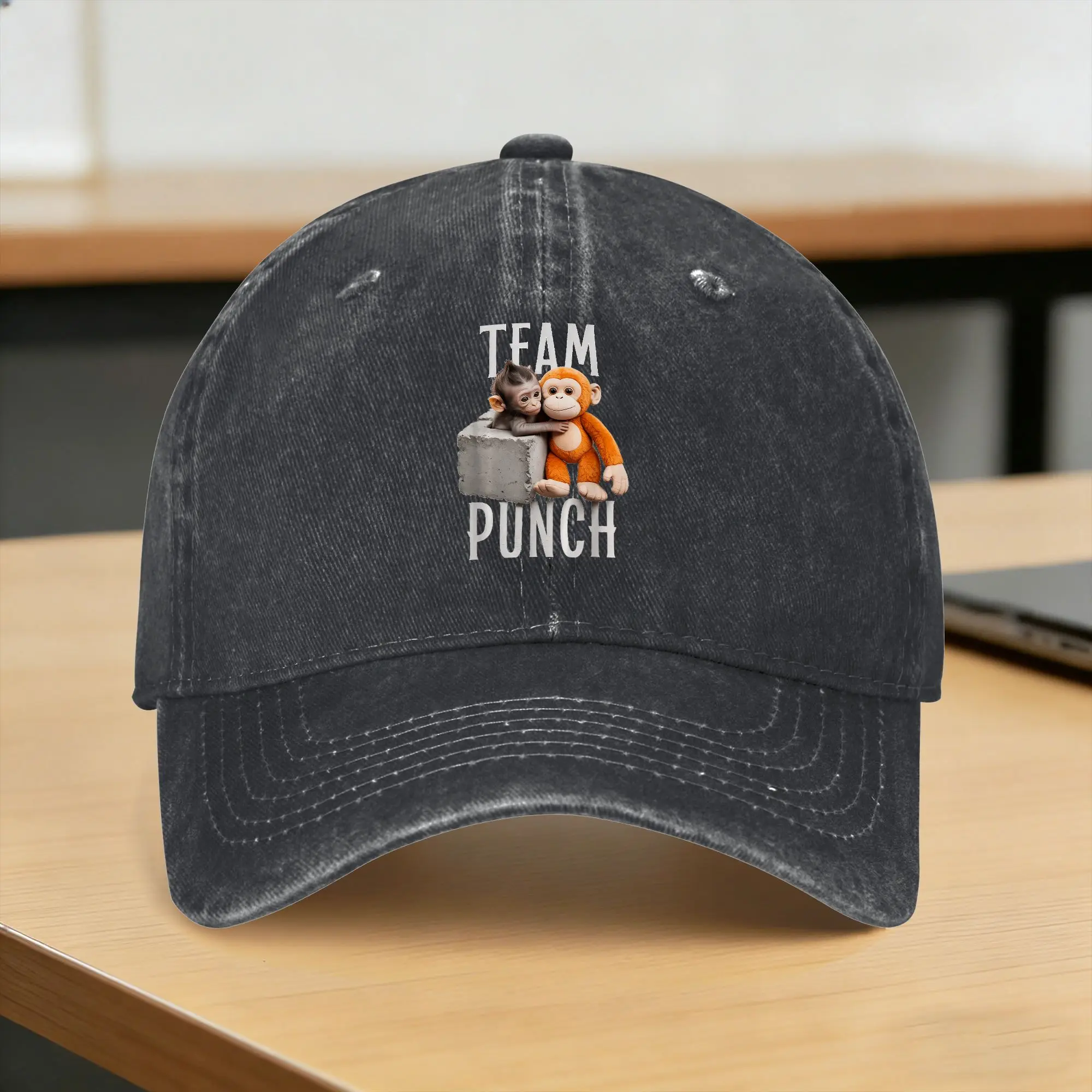 

Team Punch Baby Monkey Washed Baseball Cap Fashion Sun Trucker Hat Summer Unisex Men Running Hippie Baseball Caps