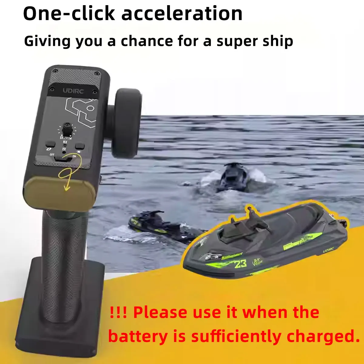 UDiRC UDI023PRO RC Boat 20Km/H High Speed Waterproof 2.4GHz Radio Control Brushless RC Speed Jet ski Boat Toys