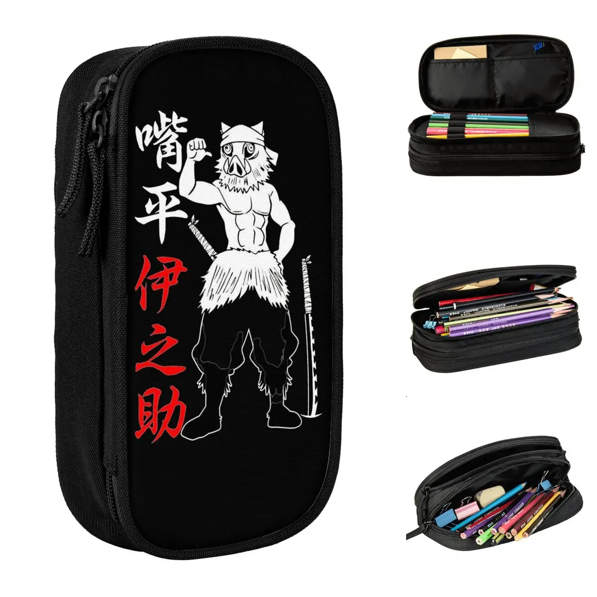 Inosuke Beast Breathing Pencil Case demon slayer Pencilcases Pen Kids Large Storage Bags Office Gifts Stationery