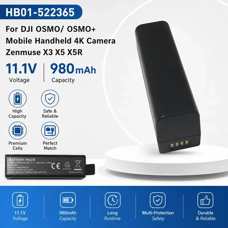[New] [HB01-522365] for DJI OSMO Mobile Handheld 4K Camera Zenmuse X3 X5 X5R OSMO+ Camera 11.1V 980mAh