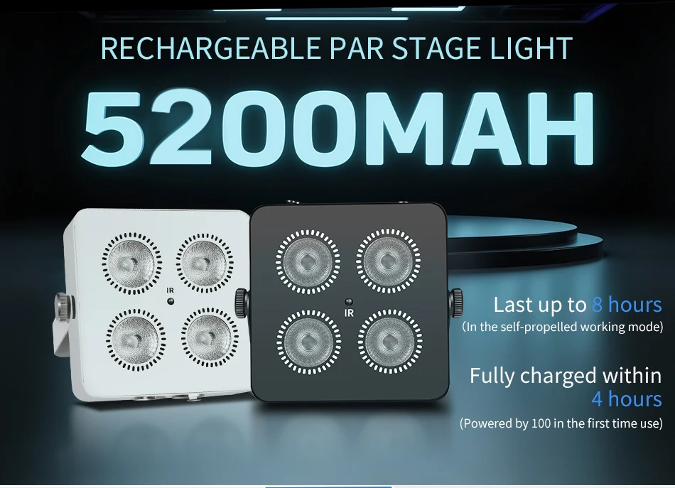 aicpose 4x18W RGBWA UV 6in1 LED Akku-betriebenes Wash Par Licht unterstützt DMX-Steuerung, Mini-Akku-betriebenes Party- & Hochzeitslicht – Detail 2