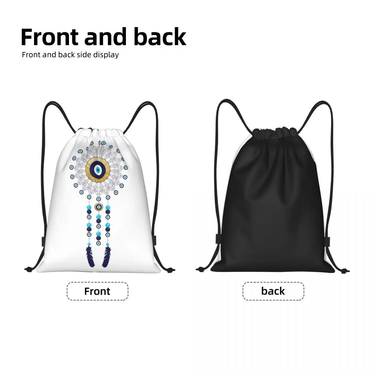 Boho Chique Boze Oog Mandala Dromenvanger Trekkoord Rugzak Gym Sport Sackpack Opvouwbare Hamsa Nazar Bohemian Trainingszak