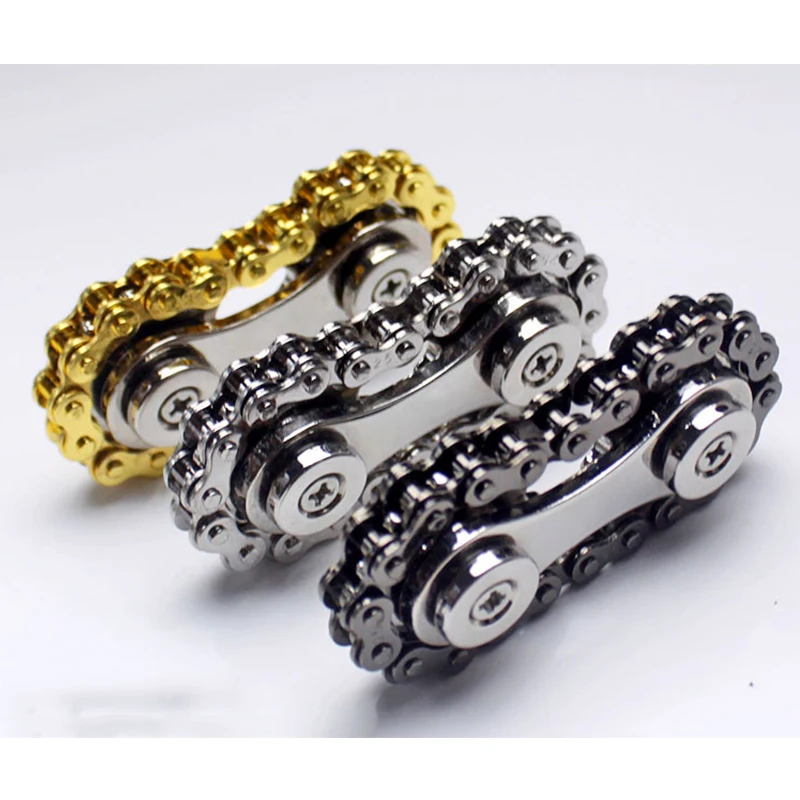 Metal Chain Spinner Fidgets Metal Flywheel Fingertip Gyro Toys Anti Stress DIY Replace Bicycle Chain Spiner Fidget Toys Kids