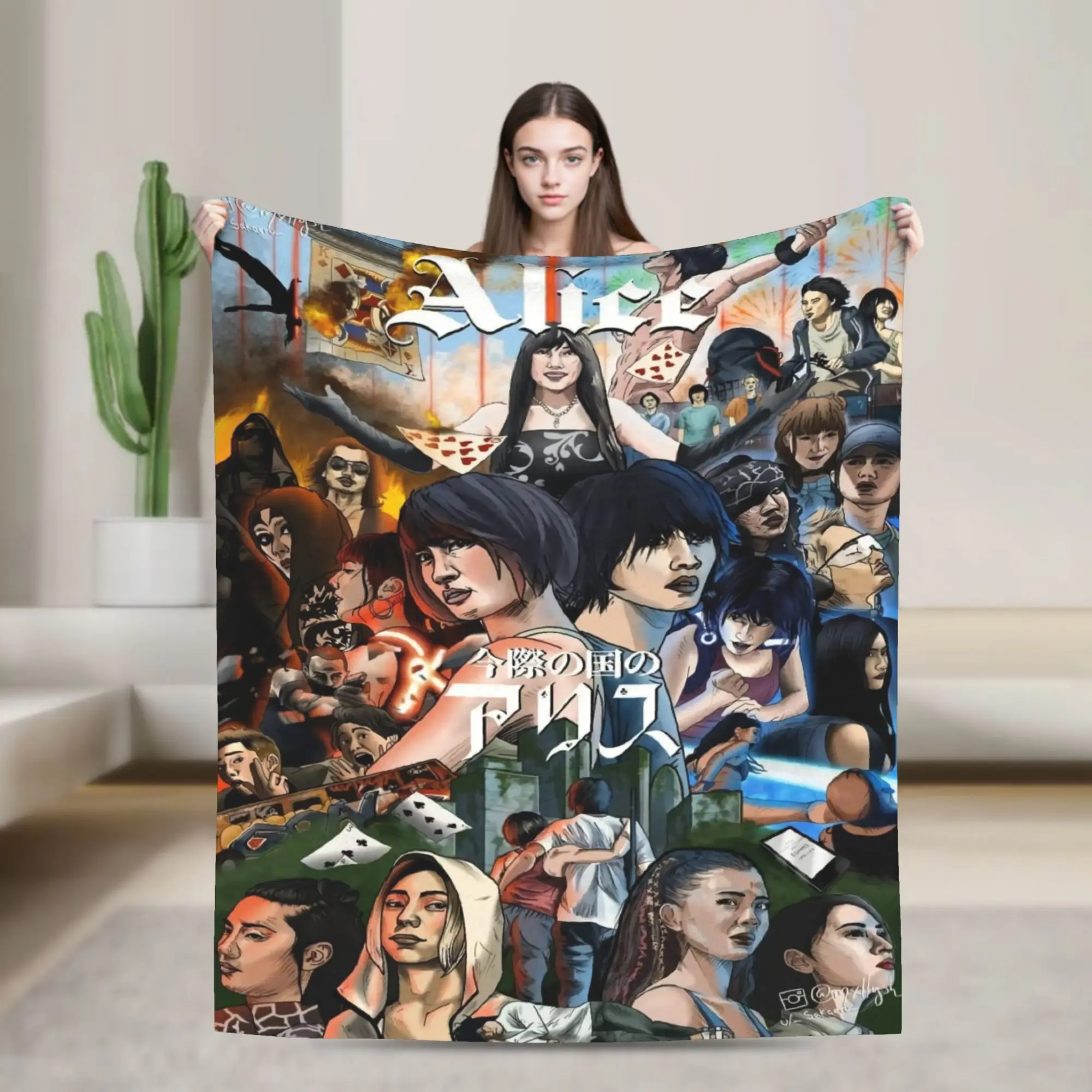Alice In Borderland Blanket  Super Warm Funny Plush Throw Blanket For Couch Bed Picnic Flannel Bedspread Bed Cover