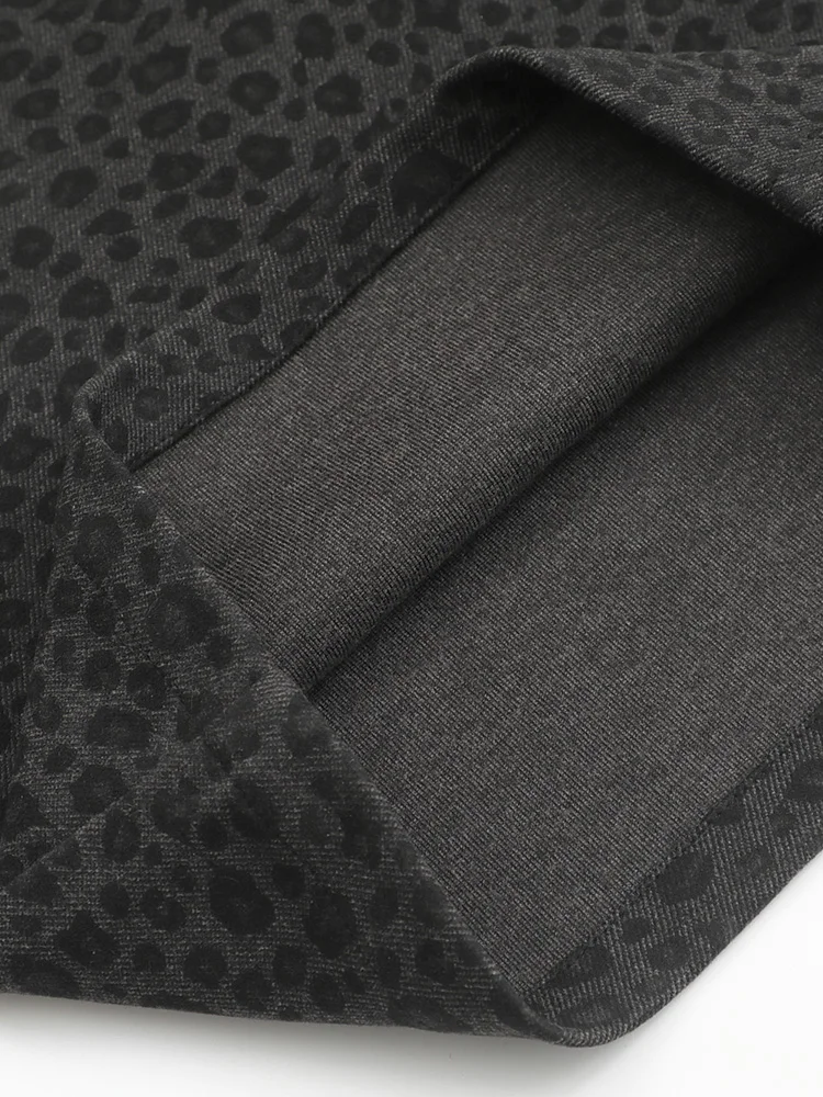 GIBSIE grande taille taille haute laine imprimé léopard pantalons décontractés femmes automne hiver mode coréenne pantalon ample jambe droite