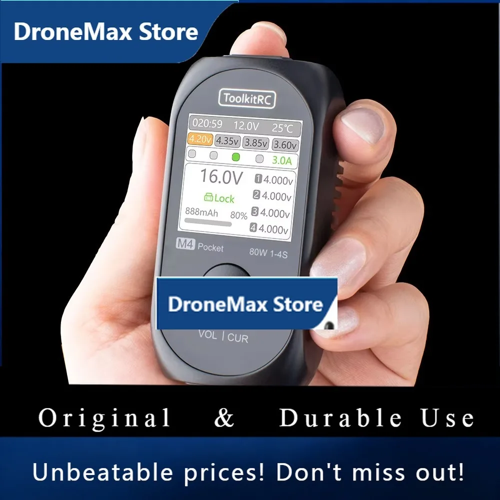 DroMaToolkitRC M4 Pocket DC 80W 5A XT30 XT60 Input USB-C Input/Output Charger For 1-4S LiPo Battery Quick Charger Function